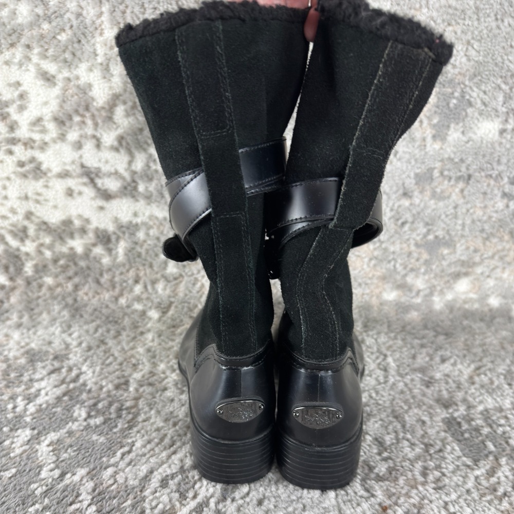 Coach Size 8B Zena Suede Moto Block Heel Boots Black Buckle Casual - Picture 4 of 9